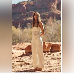 We The Free Cream Wide Leg Jumpsuit